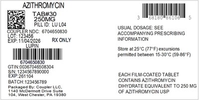 Label (68180 861 06 Azithromycin 250mg 67046 508 30)